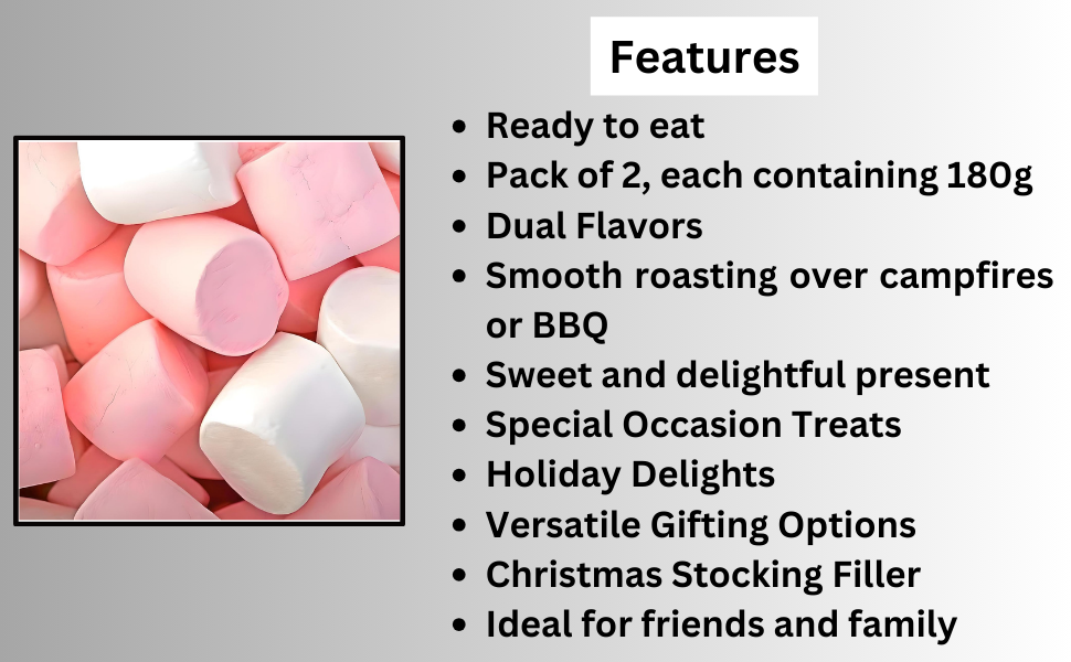 Super Pink White Marshmallows Colorful Treats BBQ gift Pack of 2 Smooth Treats Flavor Christmas 