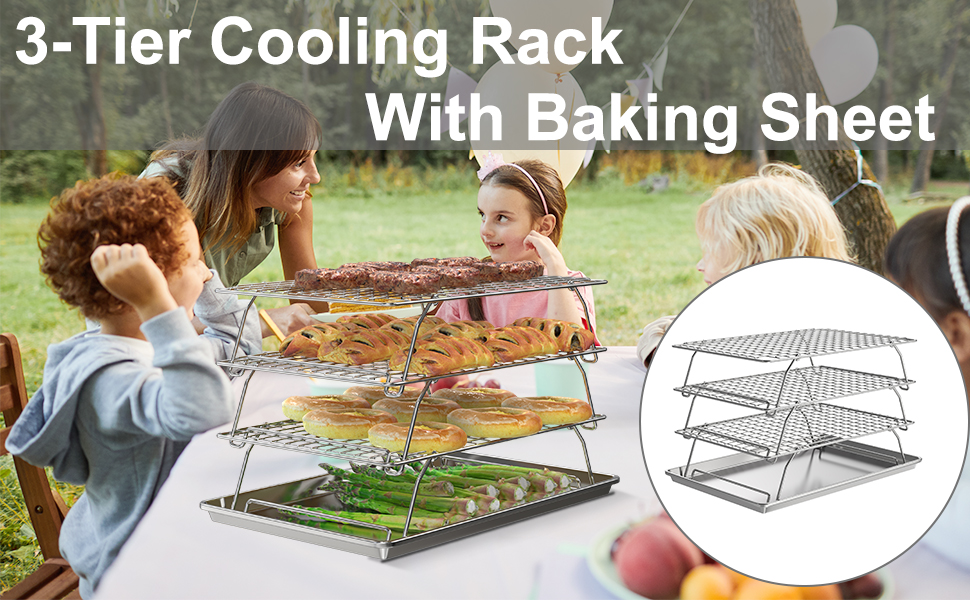 Blackhoso 3Tier Cooling Rack with Baking Sheet for