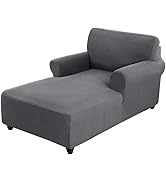 Elehealthy Chaise Lounge Cover Stretch Sofa Chaise Chair Cover with Armrests Jacquard Chaise Loun...