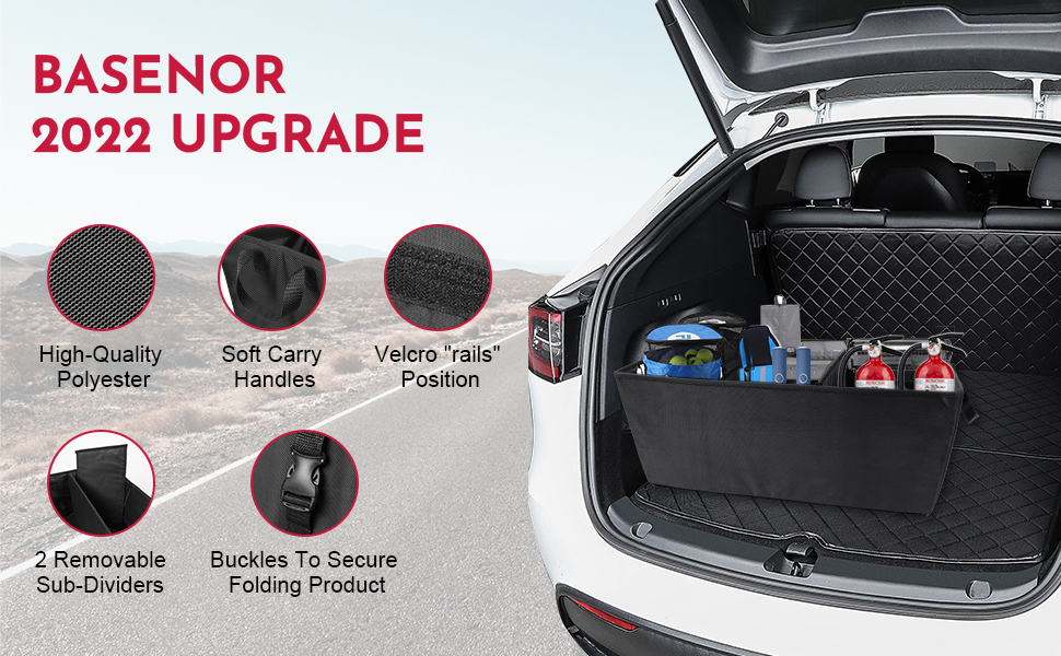 BASENOR Tesla Model 3 Model Y Sub Trunk Organizer Auto Durable