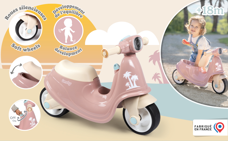 smoby porteur scooter rose jouet roulant enfant outdoor