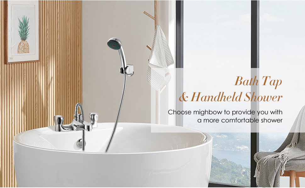 Mighbow Bath Taps with Shower Attachment Bath Shower Mixer Tap Double