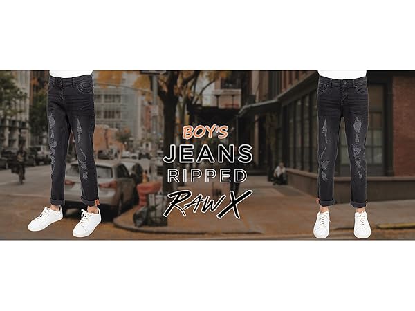 Amazon.com: RAW X Boy's Slim Fit Stretch Jeans, Fashion Rips