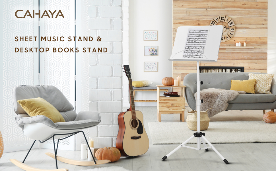 CAHAYA Sheet Music Stand Metal Portable with Carrying Bag, Sheet Music