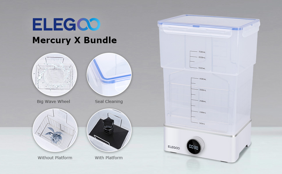 ELEGOO Mercury X Bundle Cure and Wash Large UV Curing Machine Resin Washing and