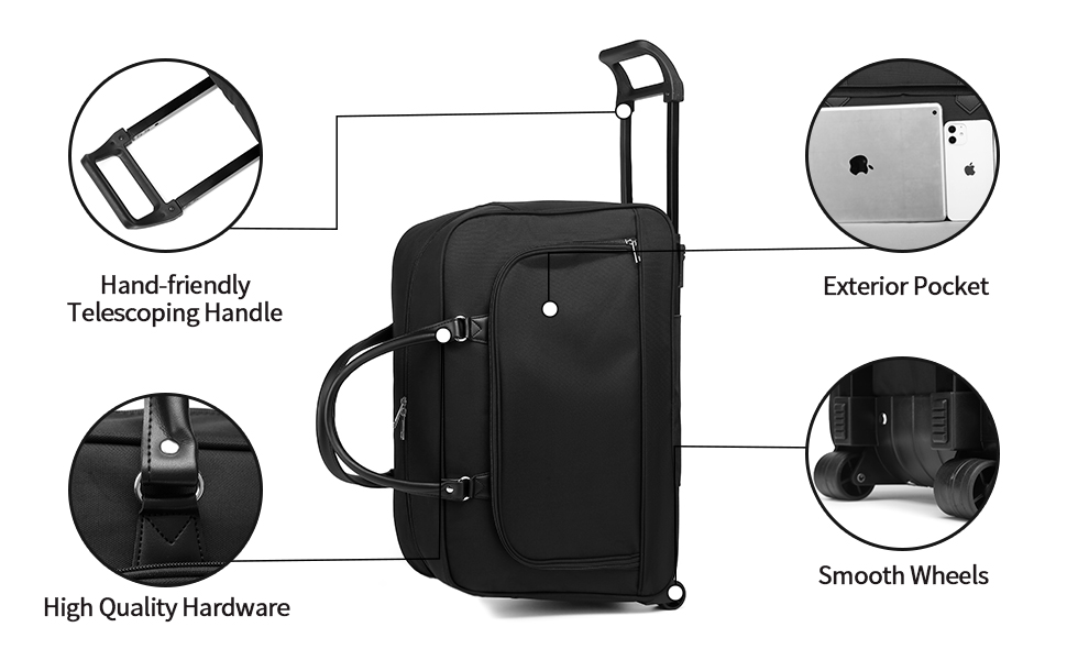 Rolling Duffle Bag,Travel Bag with Wheels Roller Carry on