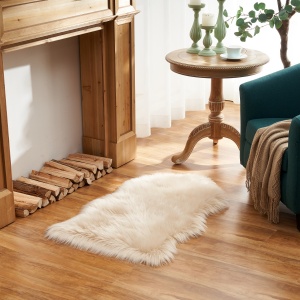 beige faux fur rug