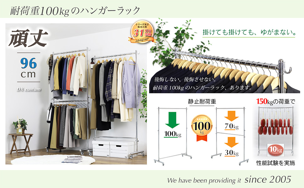 川口工器 頑丈ハンガーラック スーパーDX カスタム （幅96cm） 頑丈 ハンガーラック スーパーDX カスタム 耐荷重100kg 川口工器