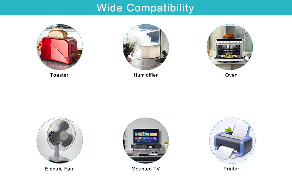 1Foot Flat Plug Short Power Extension Cord 1FT Black Low Profile Flat