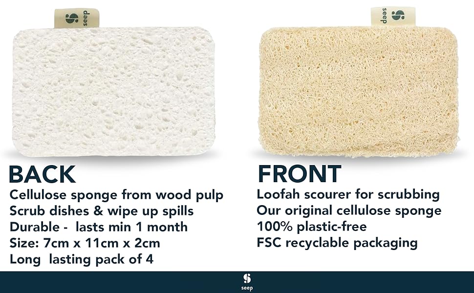 SEEP Eco Sponges Washing Up Compostable Kitchen Sponge Cleaning