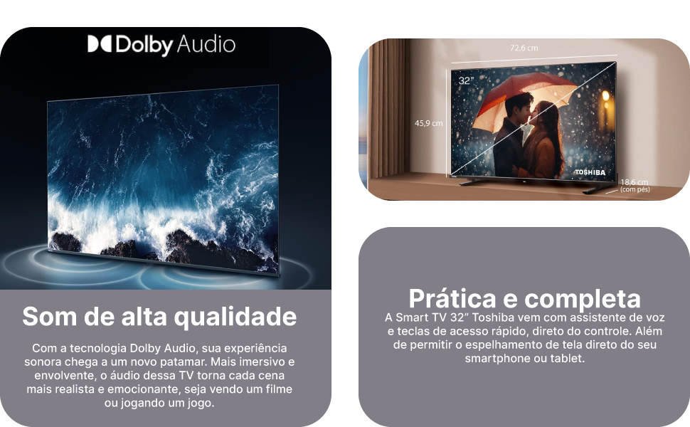  Smart TV DLED 32 HD Toshiba VIDAA 2HDMI 2USB Wi-Fi 