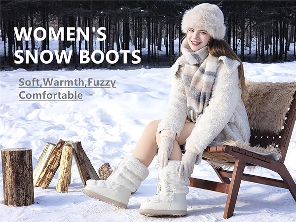 Amazon.com: ZHENAIYISHENG Furry Faux Fur Boots for Women