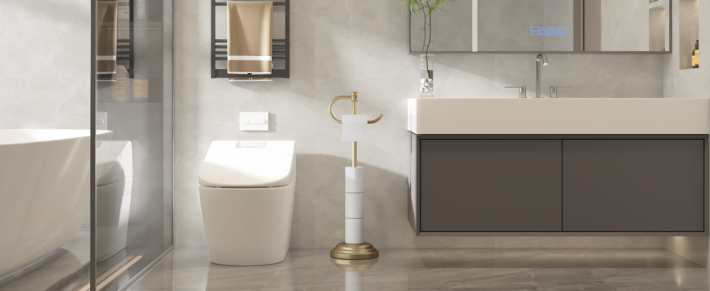 BESy Toilet Paper Holder Free Standing Bathroom Toilet Tissue Holder