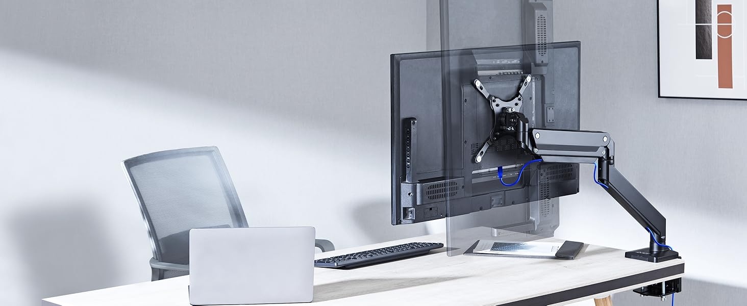 AVLT Single 13"43" Monitor Arm Desk Mount fits One Flat/Curved