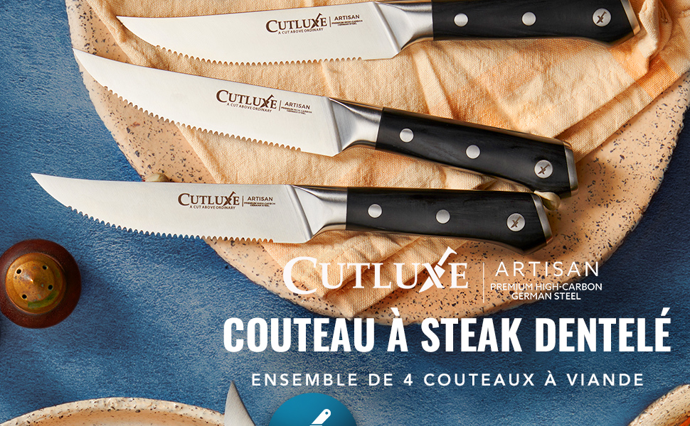 Cutluxe Couteau à Steak - Lot de Couteaux de Table - Lame