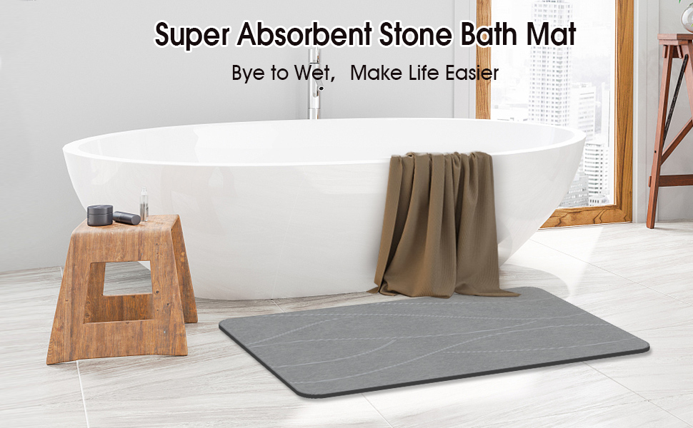 SLVSTONE - Stone Bathroom Mat, Diatomite Mat For Bathroom, Stone