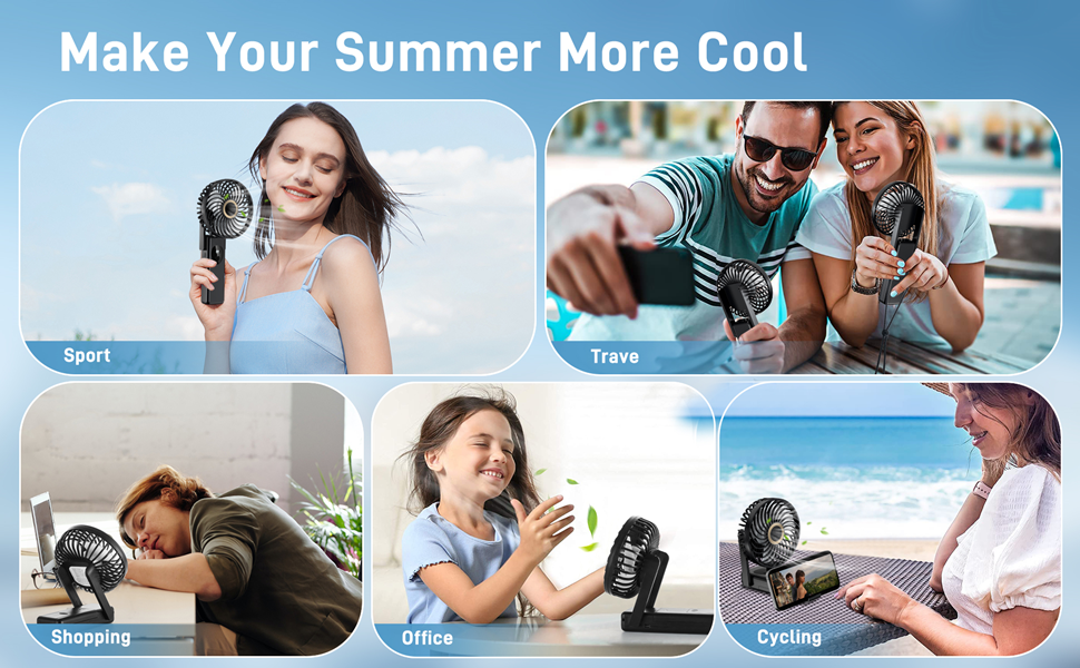 LinKecn USB Handheld Fan Battery Powered, 4000mAh Rechargeable Hand