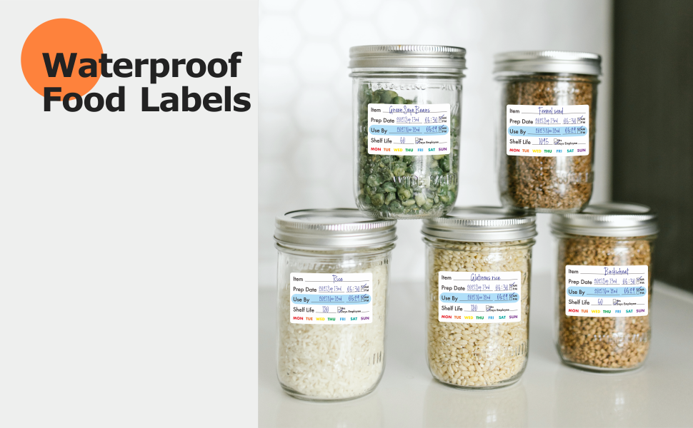 300 Removable Food Labels, Water/Oil/Tear Resistant Freezer Pantry