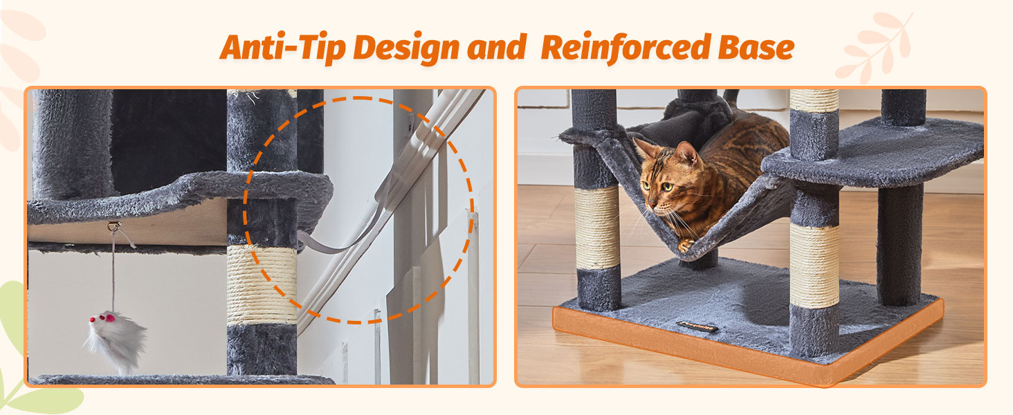 Taoqimiao Large Cat Tree，73-Inch Cat Tree Tower 