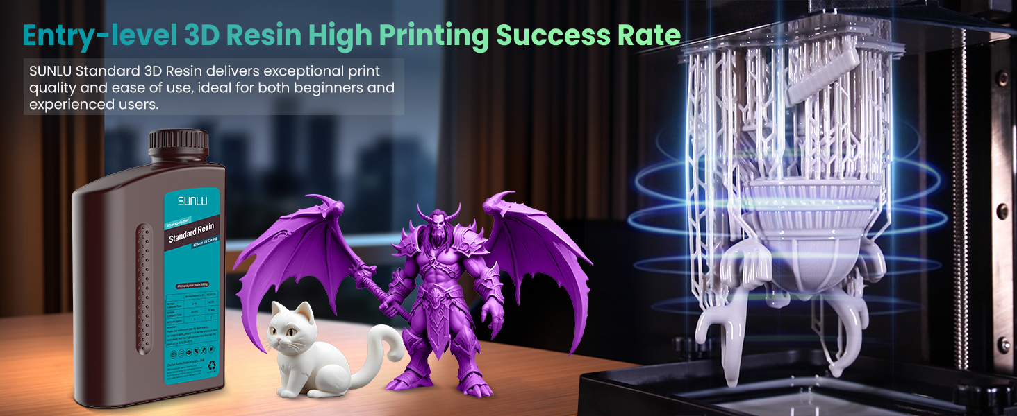SUNLU 3D Printer Resin 3kg, Fast Curing Standard 3D Resin for Most Resin 3D Printers