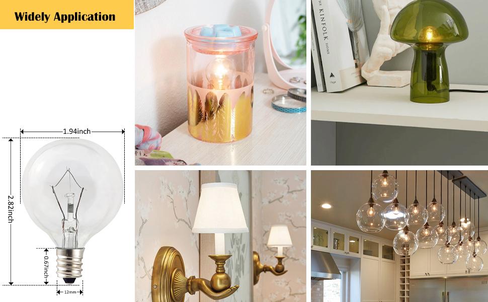 SalPhines Wax Warmer Bulbs, G50 25 Watt Light Bulbs for