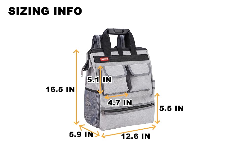 【FILLINTHEBLANK】 Work Kit Bag (stone) Justzon Backpack Tool Bag with Padded Back Support Heavy