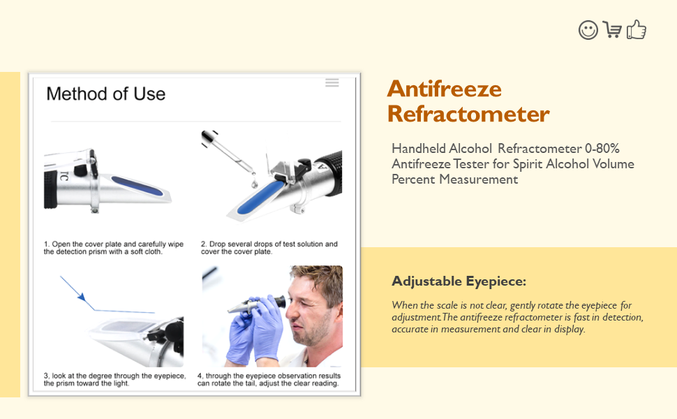 Spirit Alcohol Refractometer, Fast Measurement 0‑80 Range Easy to Read Alcohol Measurement