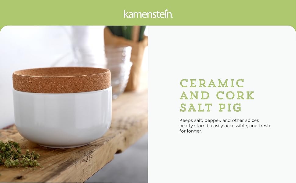 Kamenstein Ceramic and Cork Salt Pig with Easy Lift Lid for Easy Access, Red Amazon.ca Home