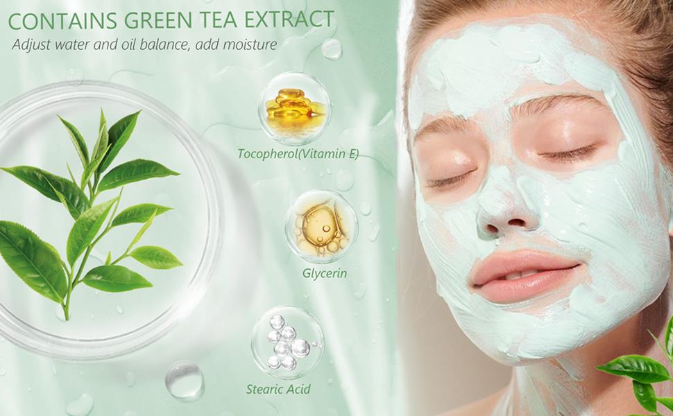 2 PCS Green Tea Mask Stick, Green Tea Mask, Green Tea Cleansing Mask