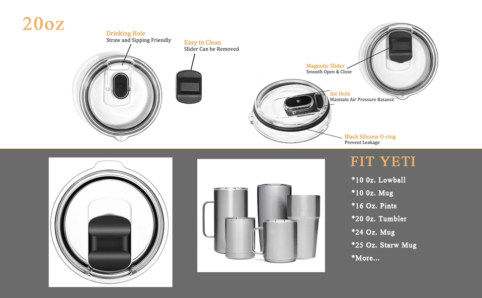 Tumbler Lid Fits 20 oz Tumbler Lid, Replacement