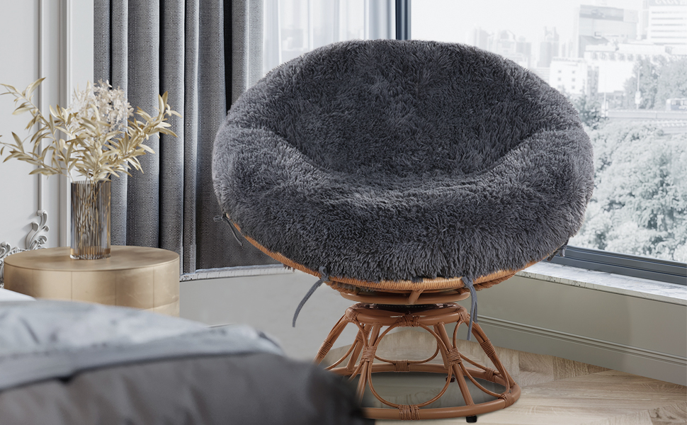 ROYALAY Faux Fur Cover for Papasan Cushion with Fluffy Plush, Faux Fur Shaggy