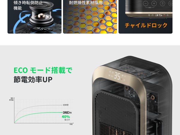 円筒形暖房器具 グレー Amazon | Dreo セラミックヒーター 電気ストーブ 2秒速暖 ファン