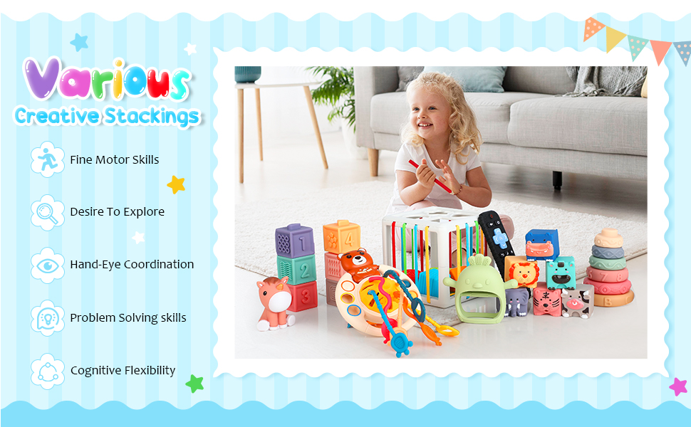 UNIWA Montessori Toys for Baby 612 Months, 8 in 1 Silicone