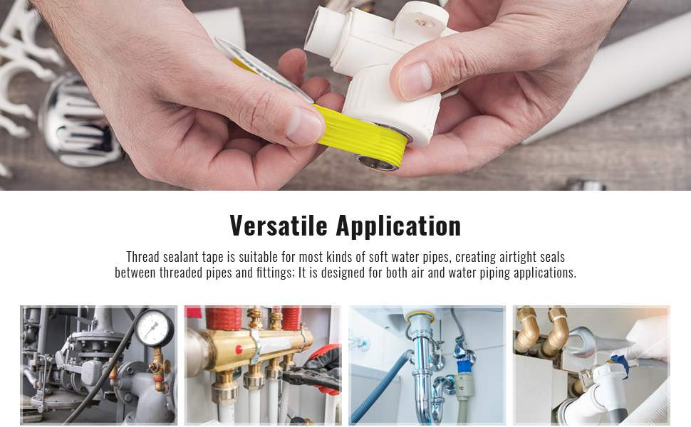 PTFE Yellow Gas Line Thread Sealant Tape 260" Length 1/2" Width 1 Pack