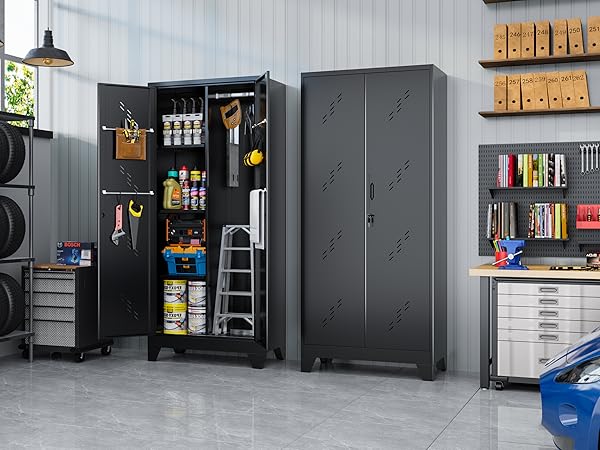 H Amazon.com: YILFANA Broom Closet Storage Cabinet, 71