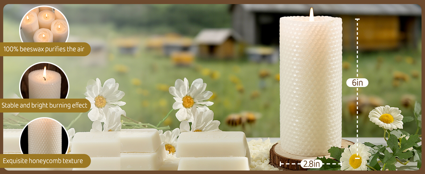 beeswax pillar candles