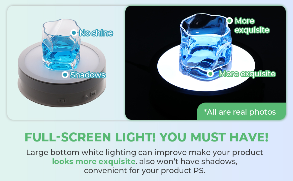 Flyrivergo Rotating Display Stand with LED Light, 7.9inch/44lb Electric Display