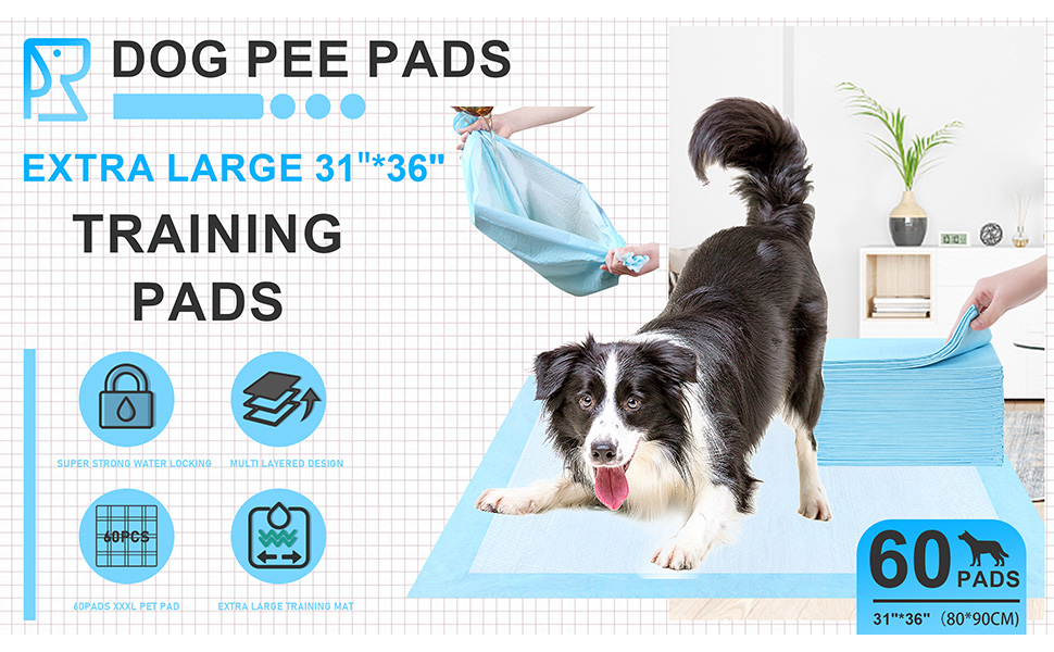 Extra Large Dog Pee Pads, 60 Pads 31"x36" Disposable