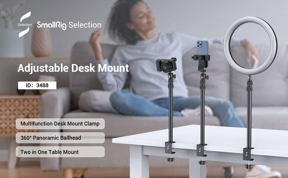 SmallRig Selection Camera Desk Mount Table Stand with 1/4" Ball Head