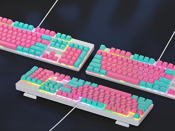 Amazon.com: surmen Full Size Pink Creamy Keyboard with