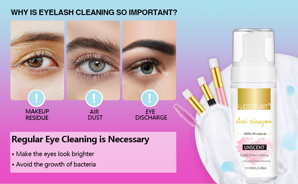 Eyelash Extension Cleanser Lash Mousse Lash Shampoo for Extensions, USB Mini