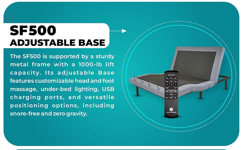 Flex Plus SF500 Luxury Adjustable Base with AntiSnore