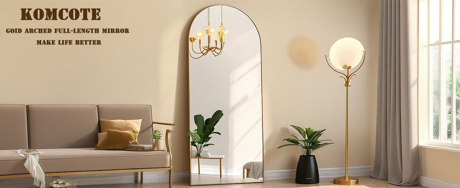 KOMCOTE Floor Mirror, Oversized Full Length Mirror, Arch