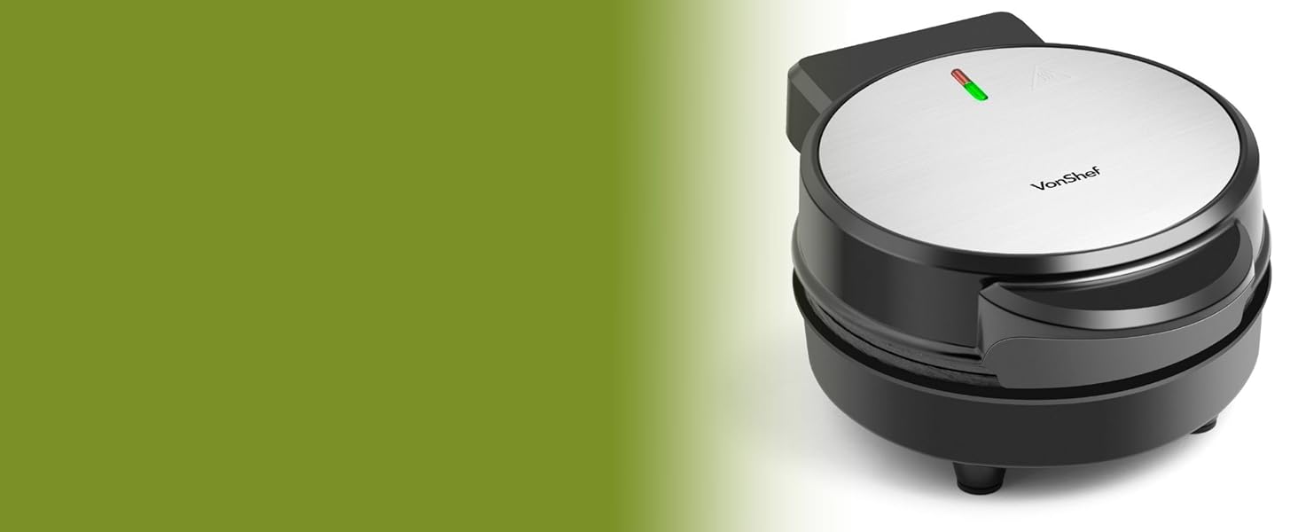 VonShef Mini Waffle Maker Waffle Iron 600W with 12.5cm Non Stick