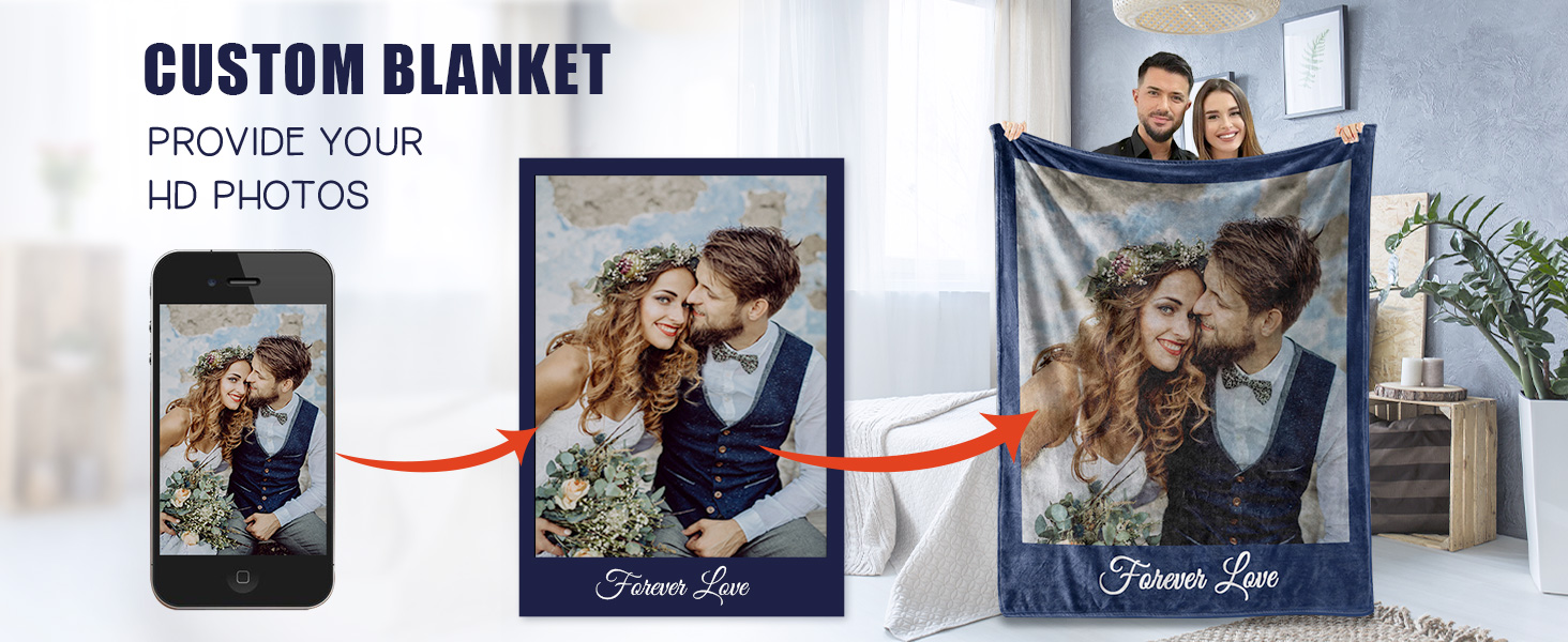 MeMoShe Custom Blankets with Photos Personalized Couples