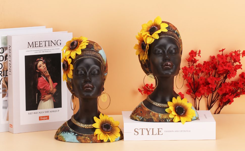 14.9"H large African art Figurines, African warrior