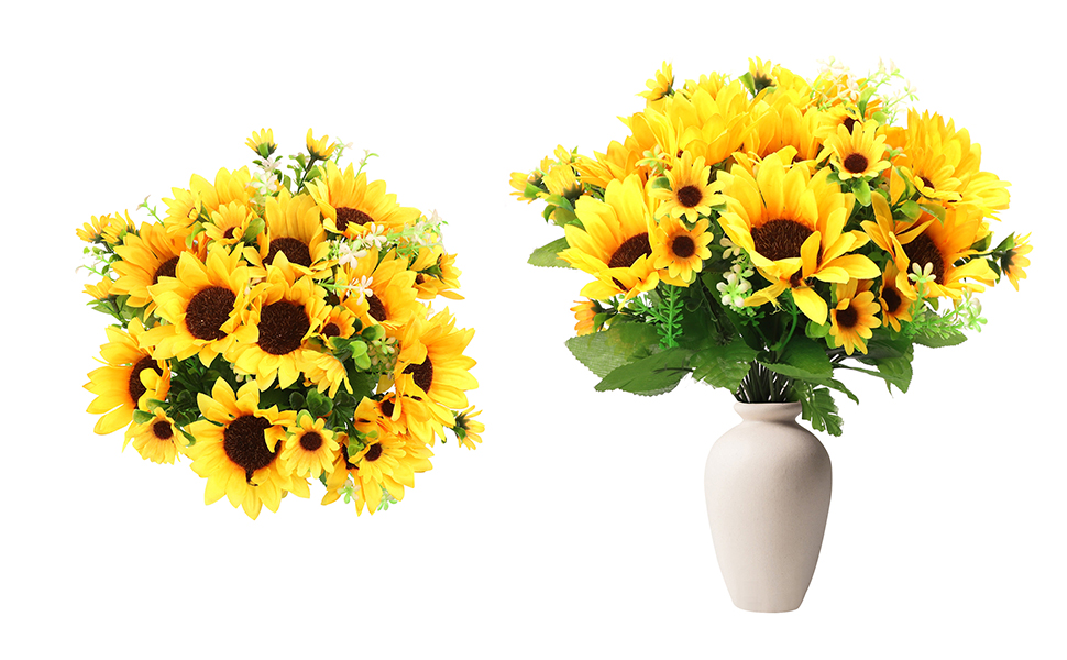 4 x Artificial Sunflower Bunch Artificial Sunflowers Flowers Realistic