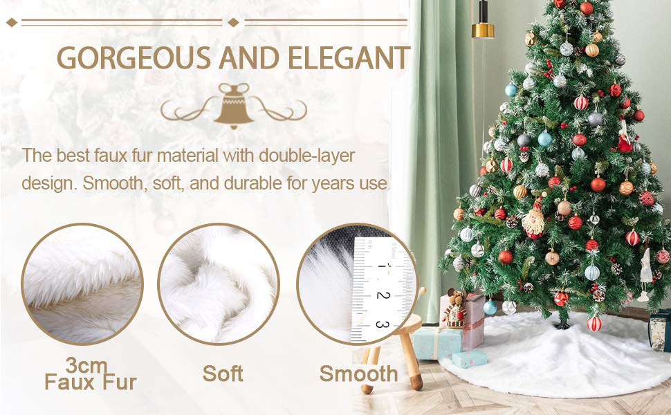 BukyTom Small Christmas Tree Skirt 30Inch 78cm Round Plush White Xmas