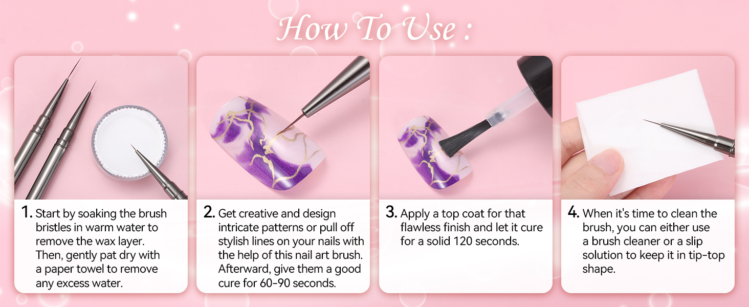 5Pcs Nail Art Liner Brushes For Gel Polish