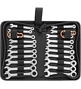 Premium Midget Wrench Set - 22-Piece Mini Combination Wrench Set Metric & SAE Ignition Wrench Set...